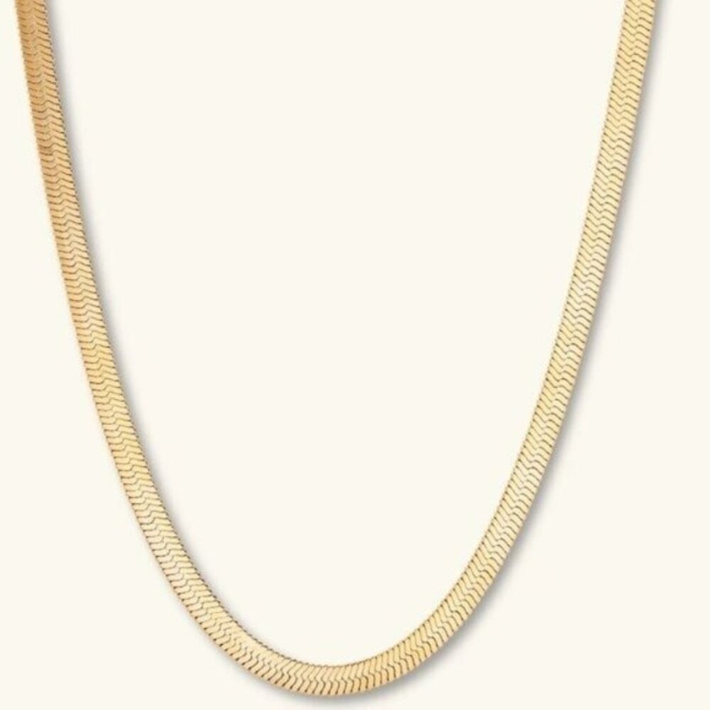 Classic Herringbone Necklace Waterproof Gold Chain Necklace Beautiful Necklace - Picture 2 of 12